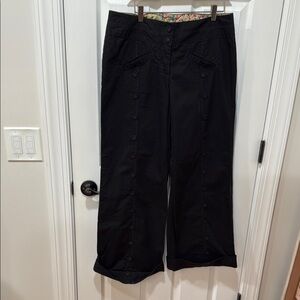 NWT Vintage Anthropologie “Ett Twa” Button Wide Leg Pants in Black